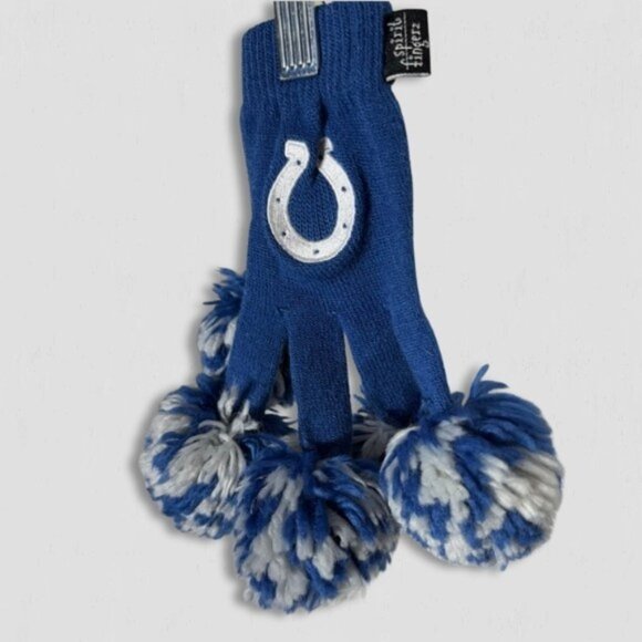 NFL Indianapolis Colts Spirit Fingers Gloves Pom Poms Blue/White - Picture 3 of 4